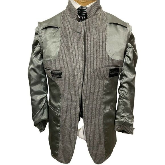 Men's‎ Sports Coat Gray Gold Buttons Flannel Camel Hair Wool Blend Size 39 R - Picture 6 of 10